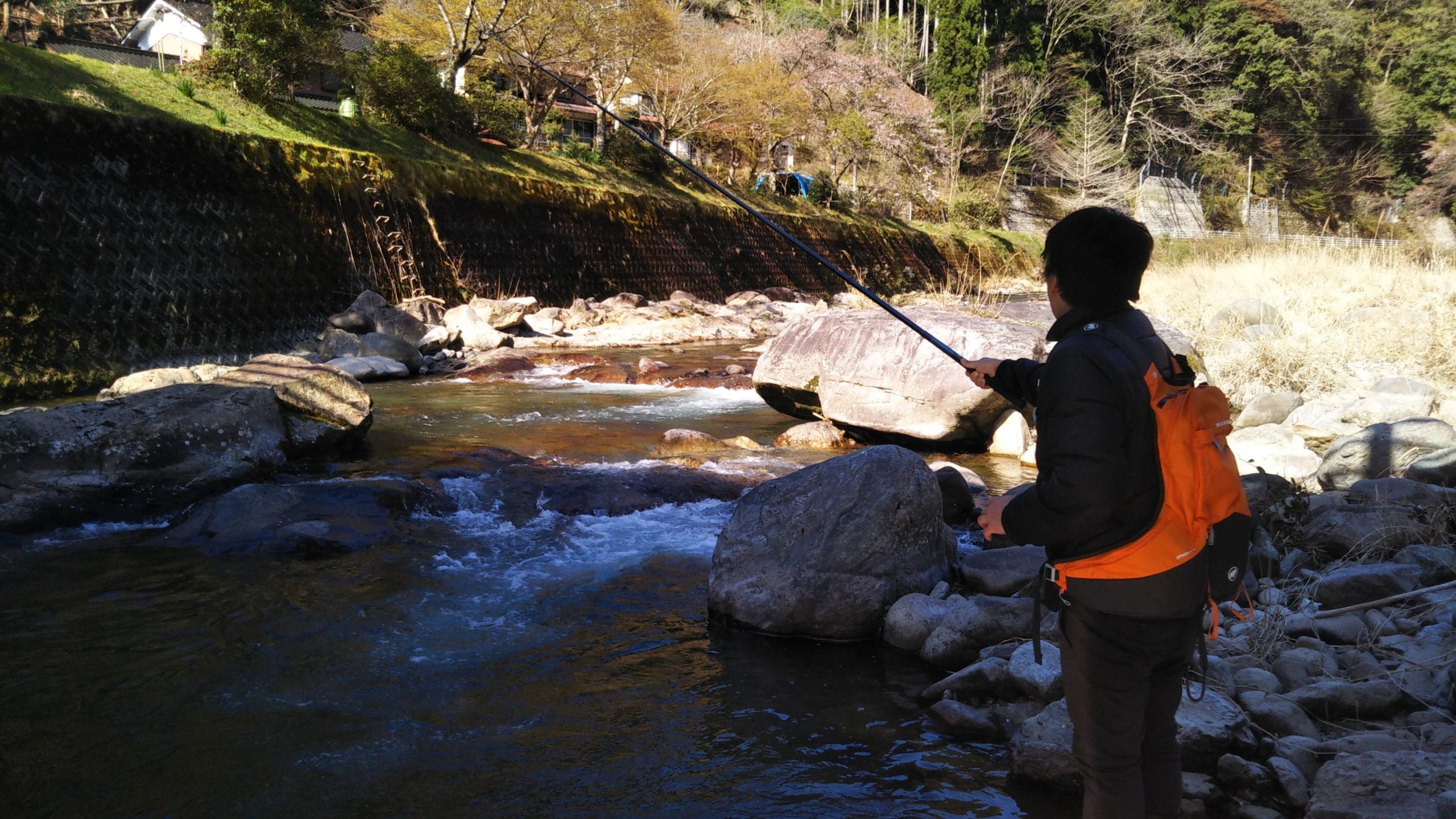 引原川での渓流釣り
